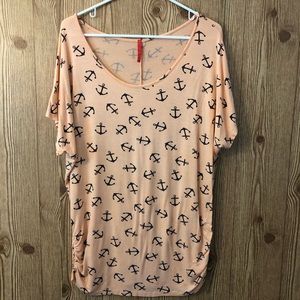 Maker Unknown Pink Anchor Tee woman’s plus 1X